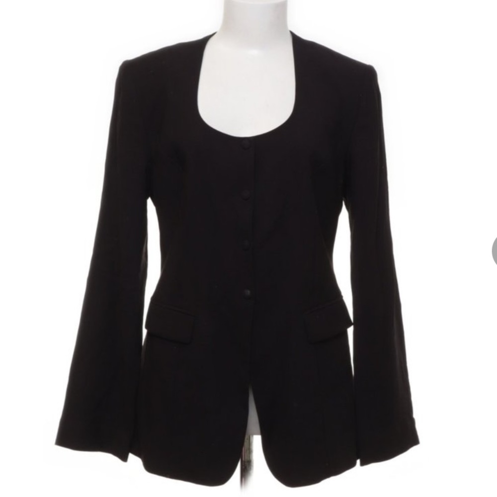 ISO & Other Stories Black Collarless Blazer Top